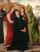 Juan de Borgona The Virgin, Saint John the Evangelist, two female saints and Saint Dominic de Guzman. France oil painting artist